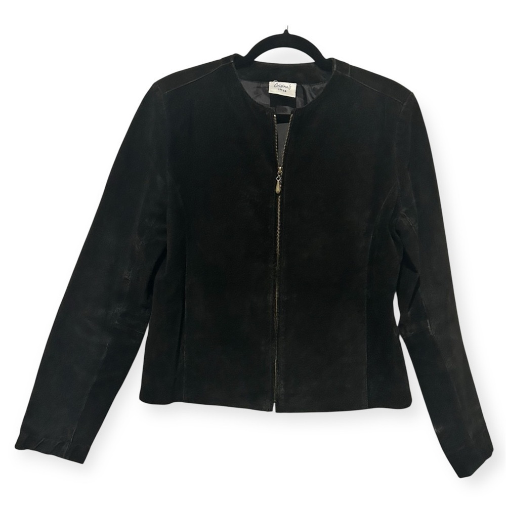Vintage Suede Leather Zip Closure Jacket